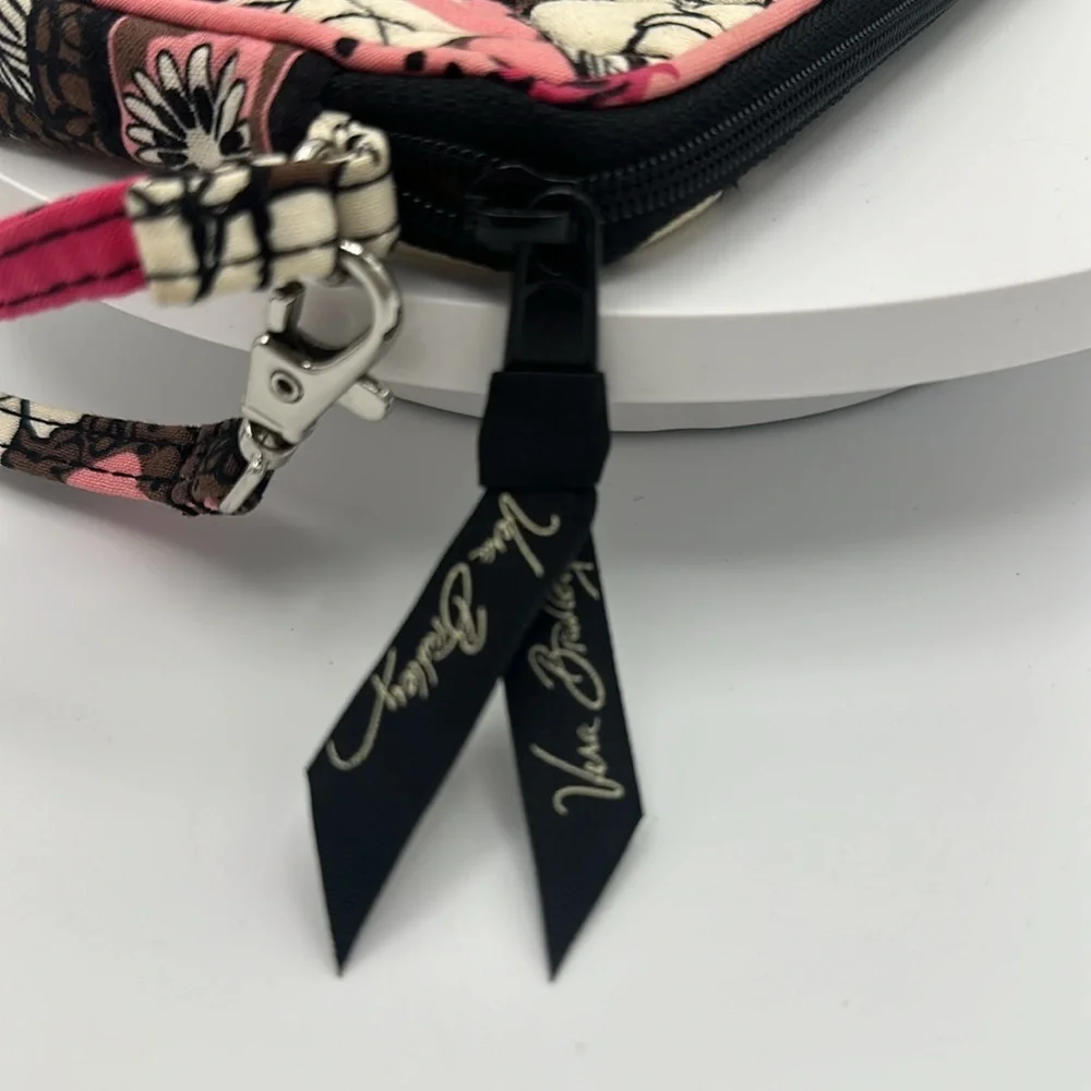 VERA BRADLEY “Mocha Rouge” Quilted Wristlet, EUC